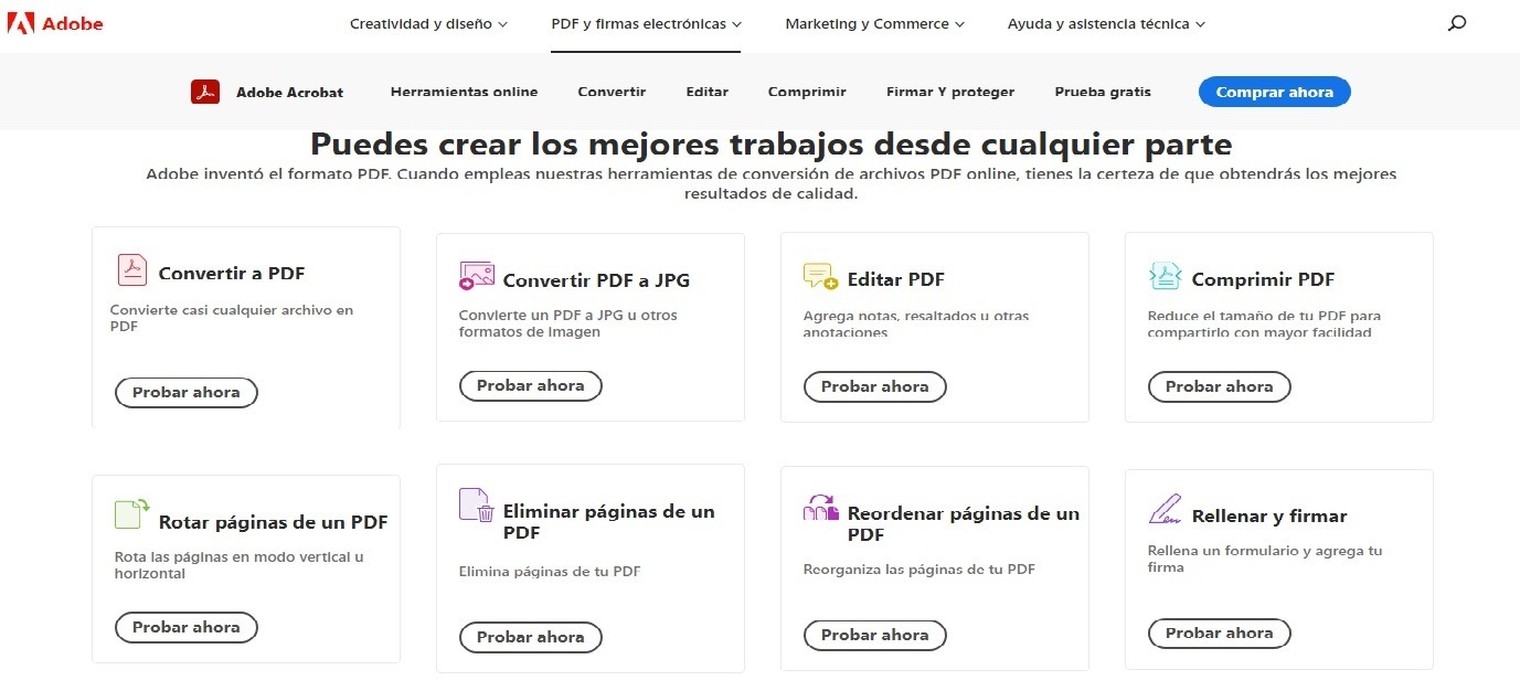 CONVERTIR documentos PDF a otros formatos - Adobe
